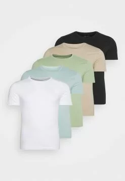 Pier One 5 Pack - T-Shirts - White/Beige/Black