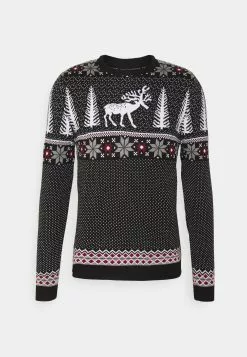 Pier One Wintery Christmas Jumper- Strikkegenser - Black
