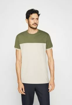 Pier One T-Shirts Med Print - Khaki/Off-White