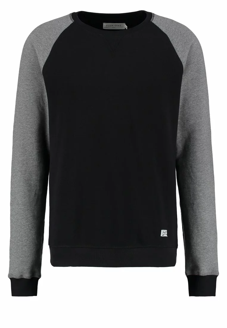 Pier One Sweatshirt - Grey Melange/Black - Bilde 5