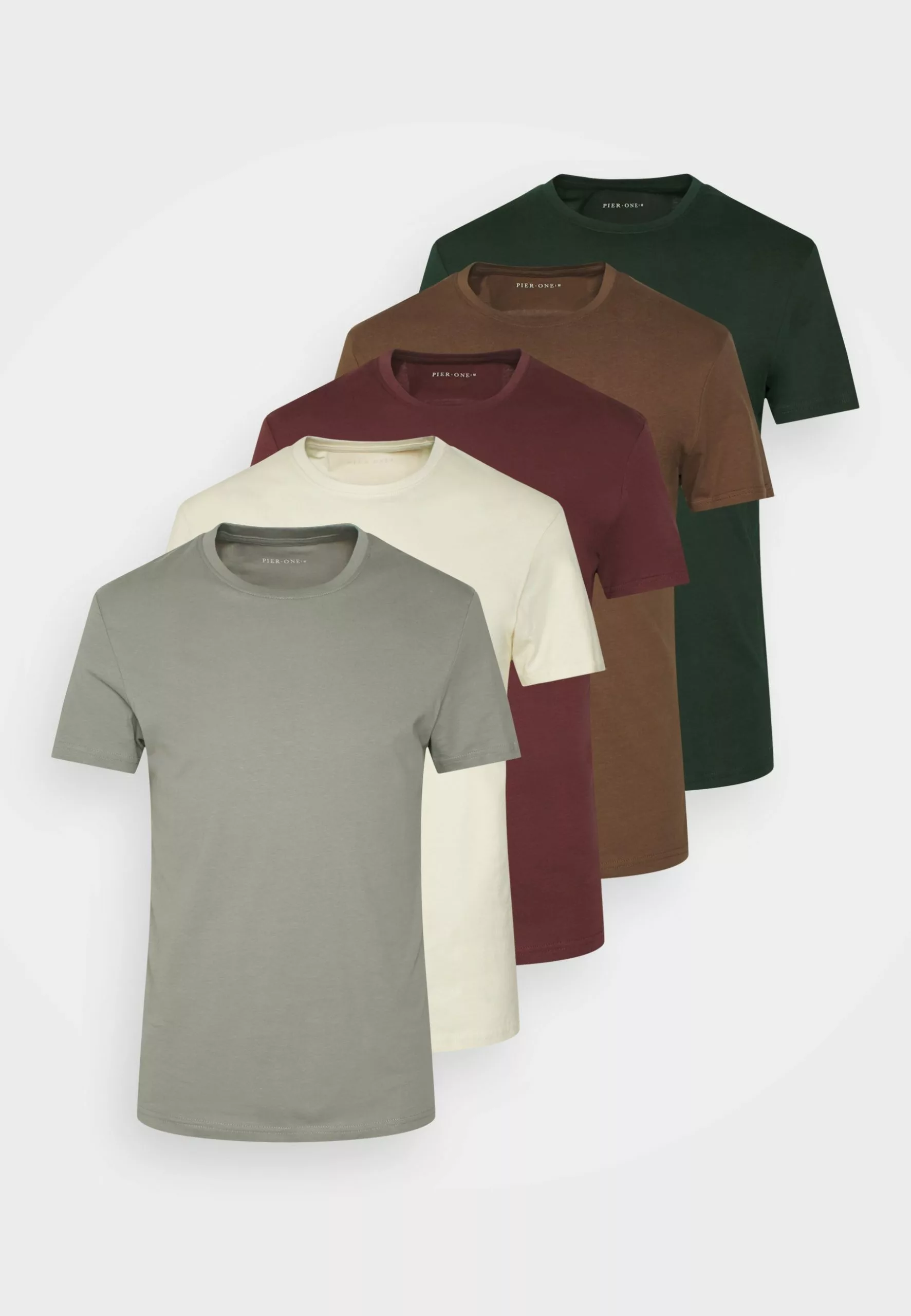 Pier One 5 Pack - T-Shirts - Bordeaux/Light Grey/Brown - Bilde 6