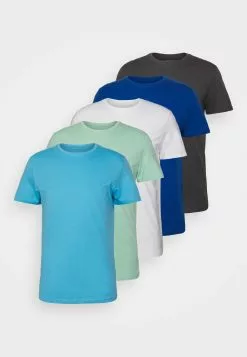 Pier One 5 Pack - T-Shirts - Blue/Dark Blue/Light Green