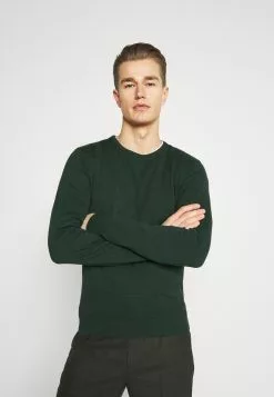 Pier One Basic Crewneck - Strikkegenser - Mottled Dark Green