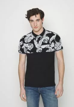 Pier One Yoke Mono- Poloskjorter - Black/White