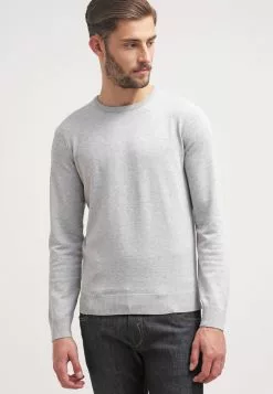Pier One Basic Crewneck - Strikkegenser - Light Grey